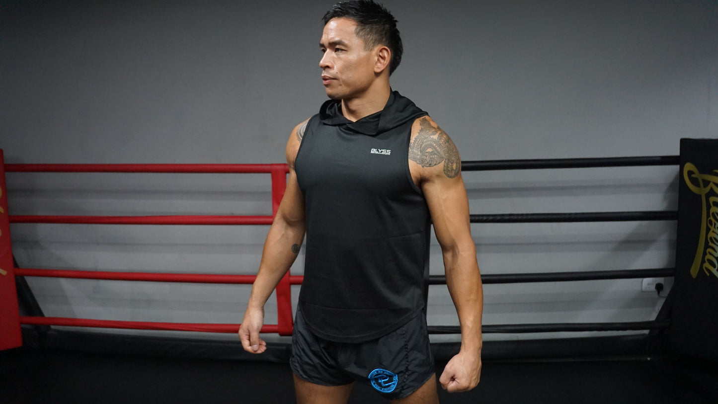 BLYSS Performance Gear Breathable Hoodie Tank Top Black
