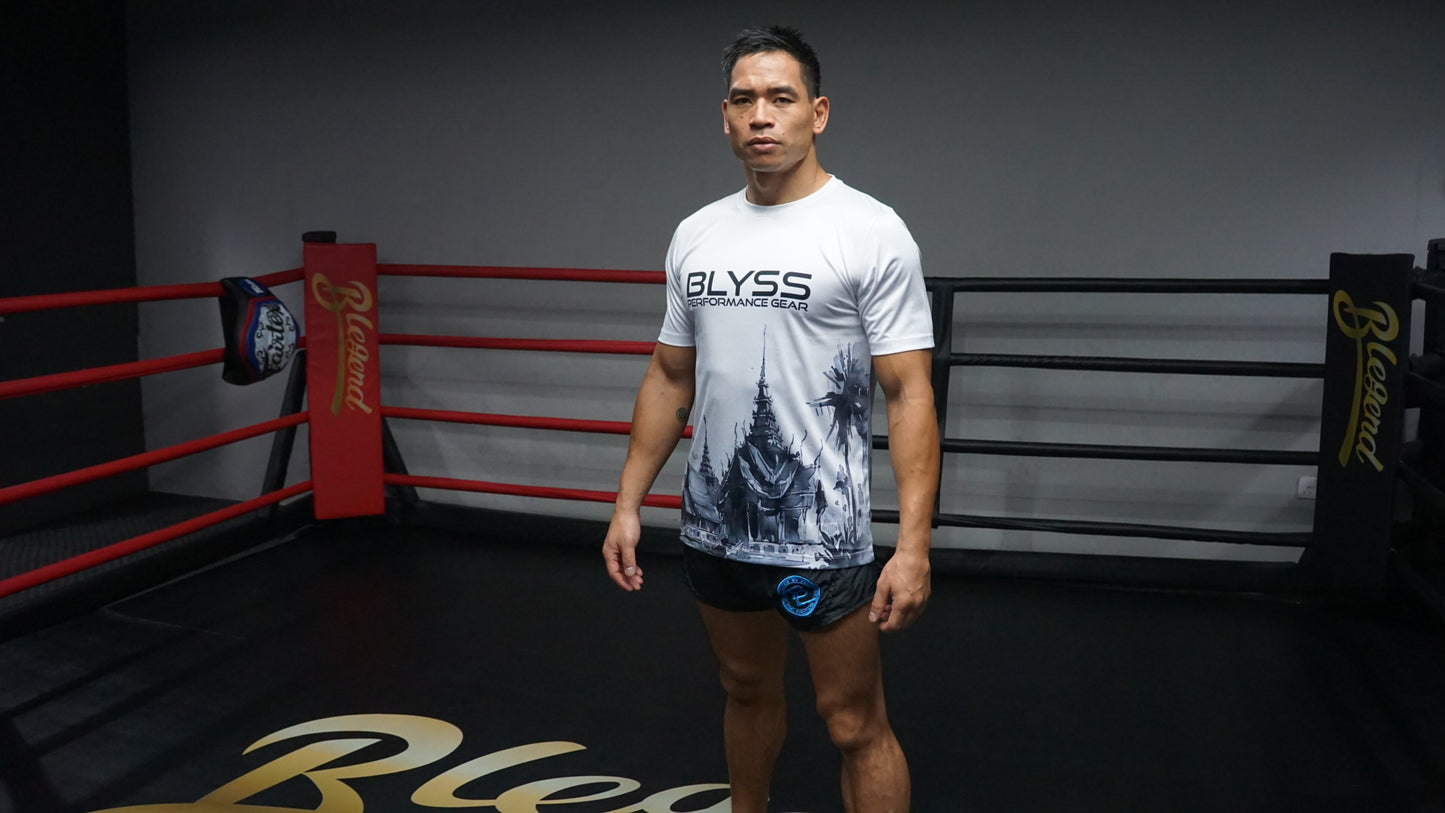 BLYSS Performance Gear Muay Thai T-Shirt Temple Edition White