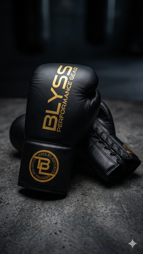 BLYSS Performance Gear Boxing Gloves BTB25 Black Gold Lace Up