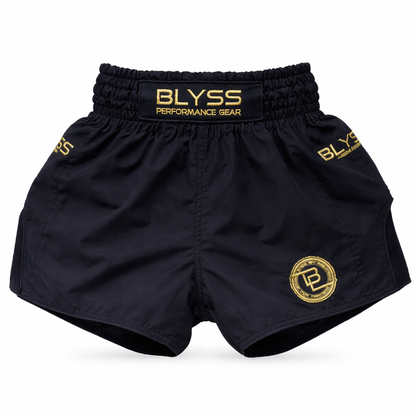 BLYSS Performance Gear Muay Thai Shorts PULSE Black Gold