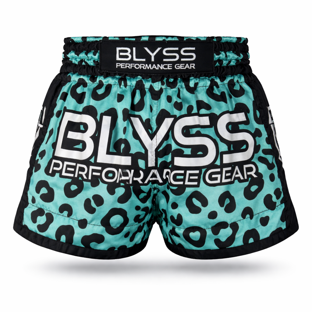 BLYSS Performance Gear Shorts Electric Blue Leopard