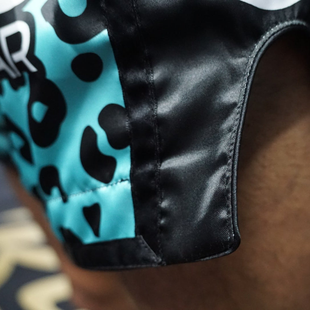 BLYSS Muay Thai Shorts Electric Blue Leopard