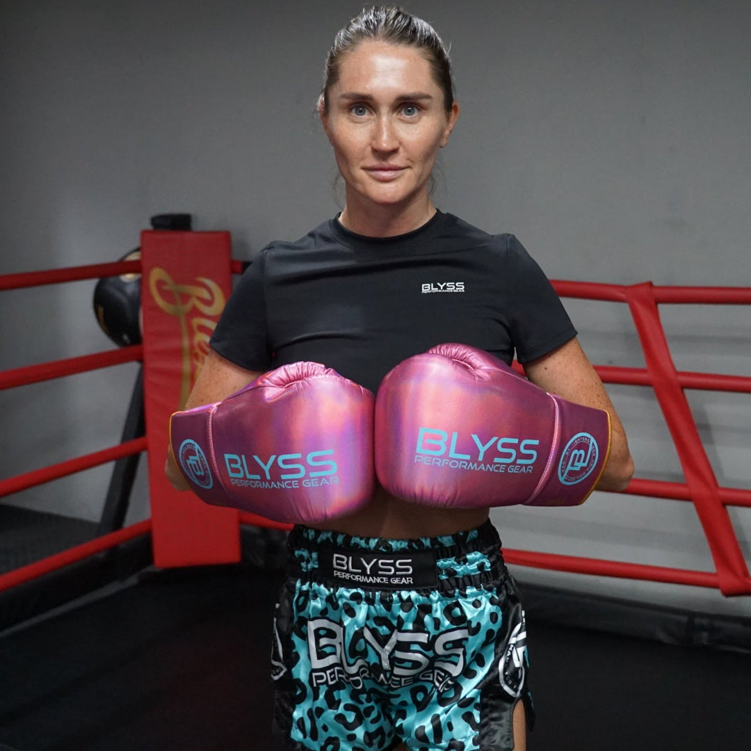 BLYSS Performance Gear Boxing Gloves BTB25 Metallic Pink Lace Up 6