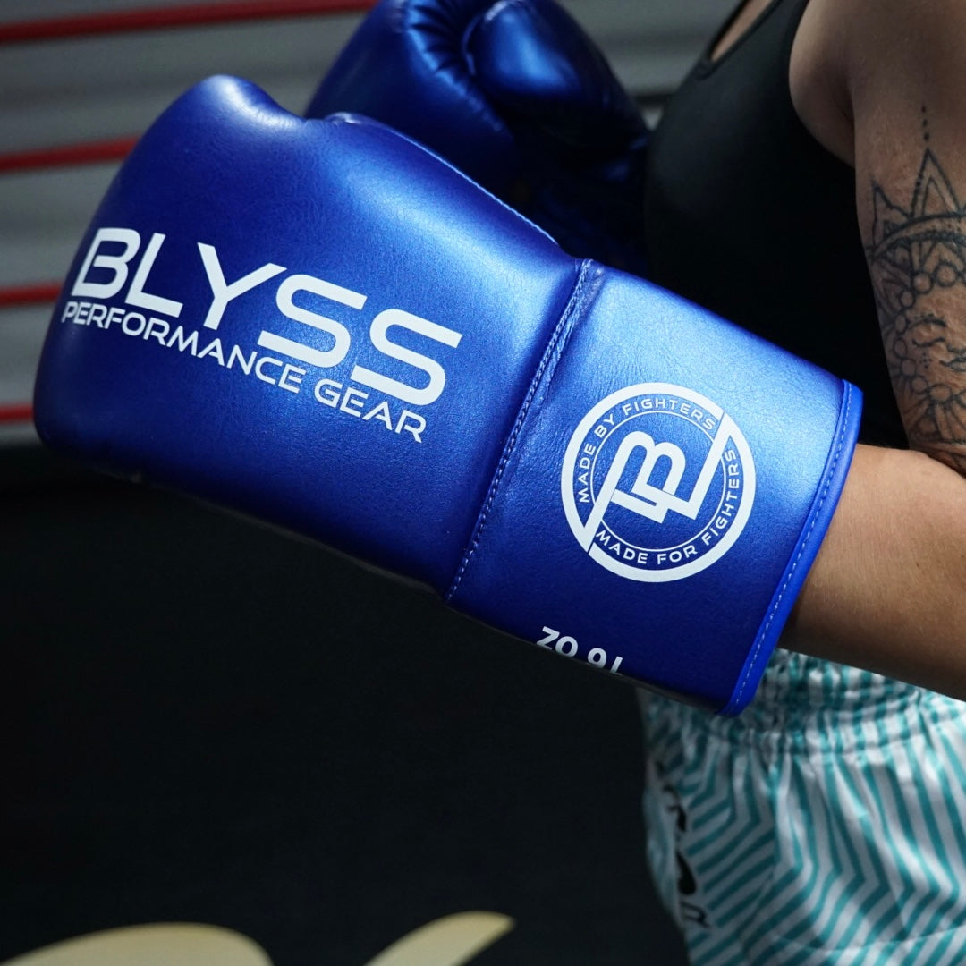Blyss Boxing Gloves BTB25 Blue Lace Up 