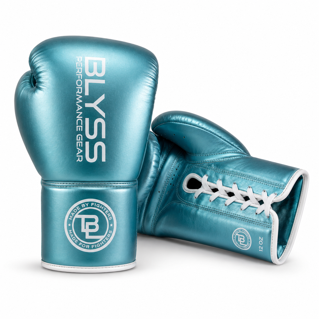 BLYSS Performance Gear Boxing Gloves BTB25 Metallic Blue Lace Up