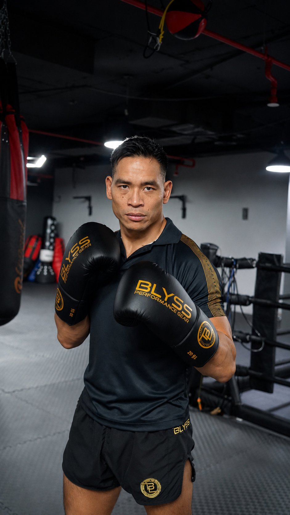 BLYSS Performance Gear Boxing Gloves BTB25 Black Gold Lace Up