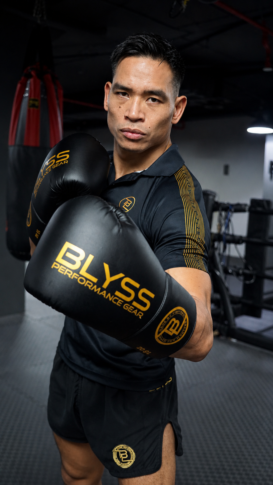 BLYSS Performance Gear Boxing Gloves BTB25 Black Gold Lace Up