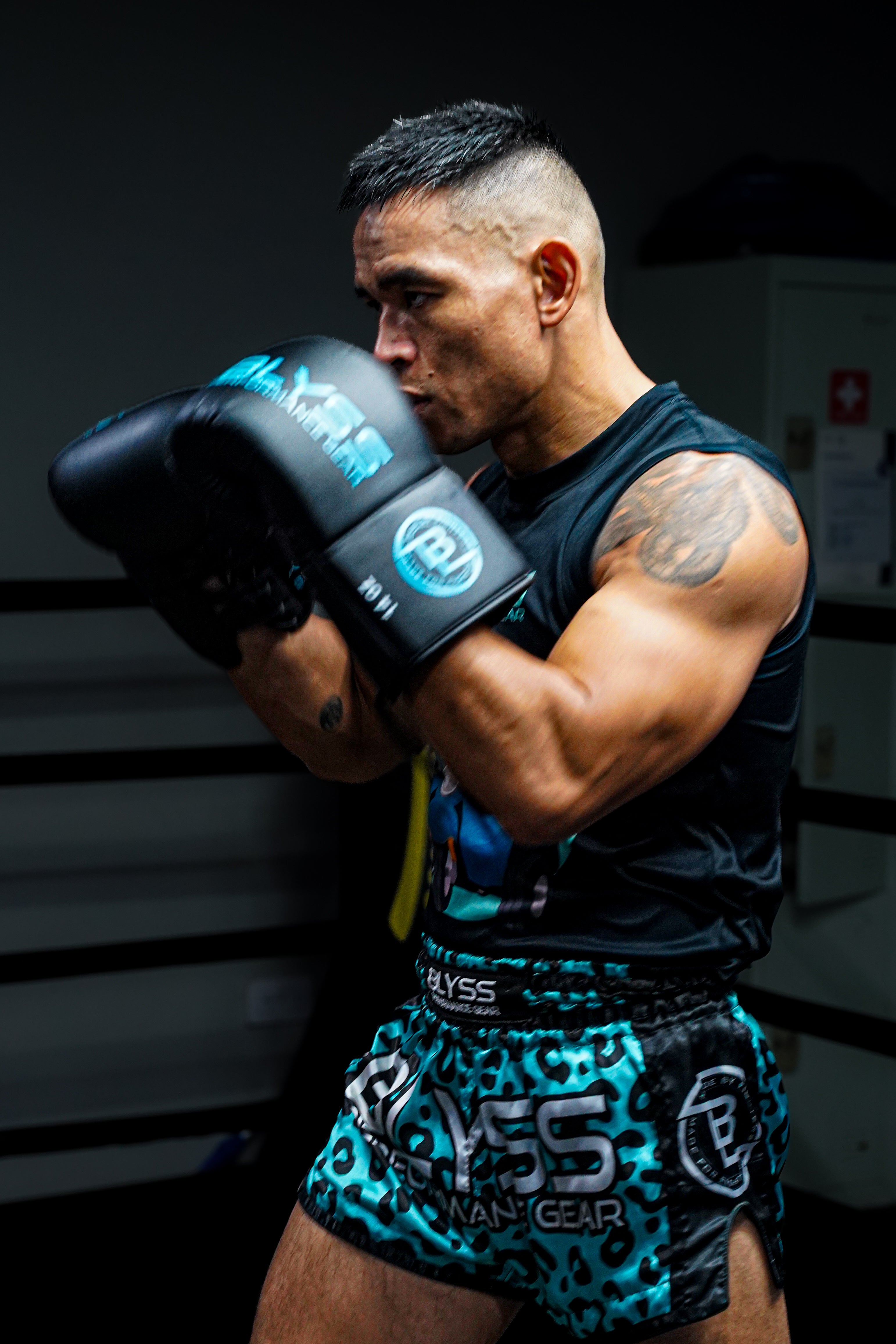 BLYSS Performance Gear Shorts Electric Blue Leopard